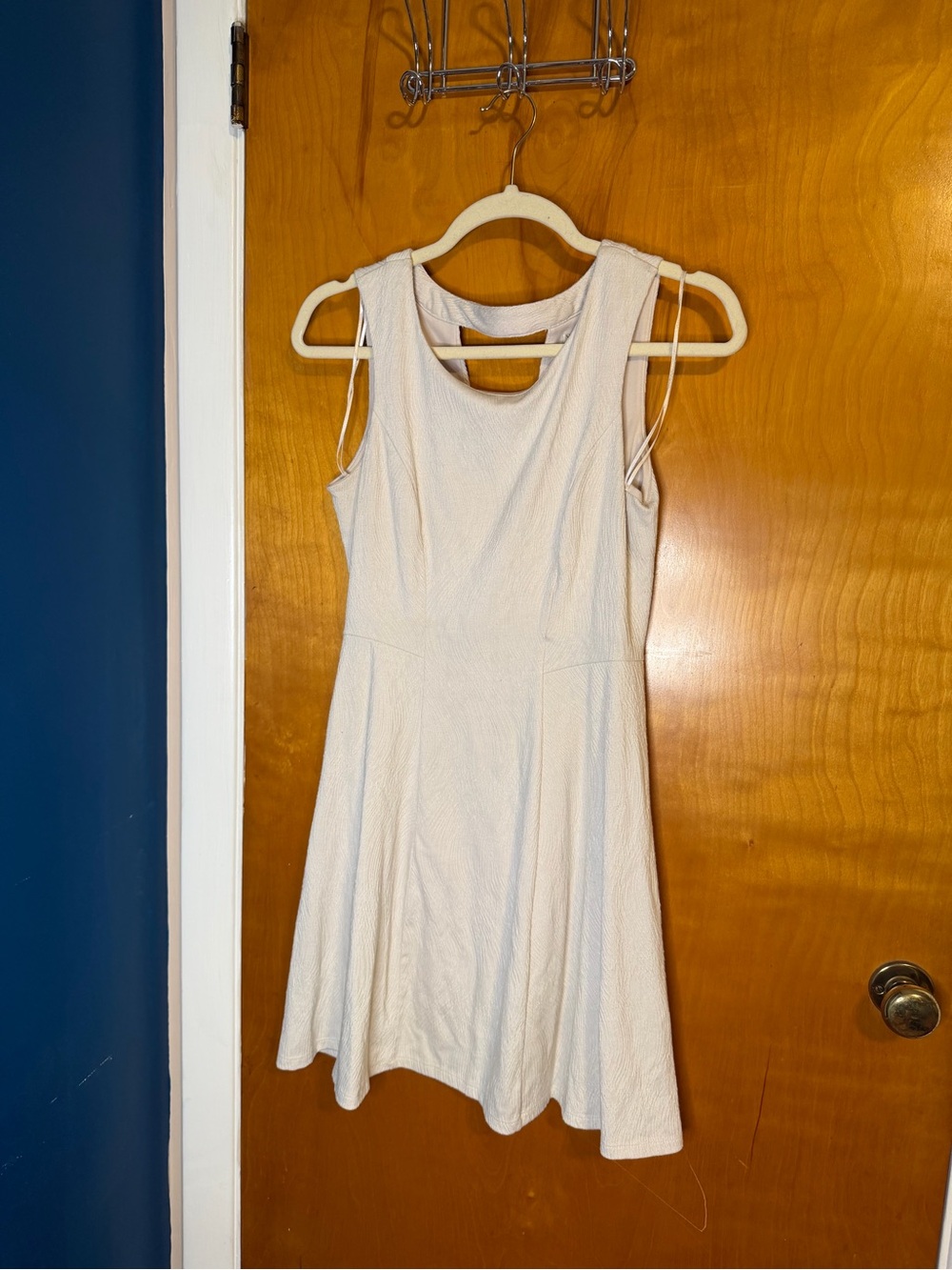 LC Lauren Conrad Cream Sleeveless Fit-and-Flare Mini Dress